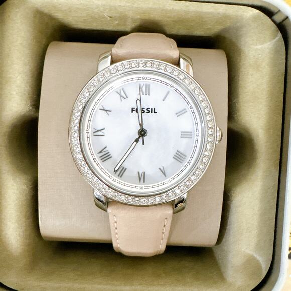 Fossil ES3189 Dress Emma Silver Dial Brown Leather Strap Ladies Watch main image 5
